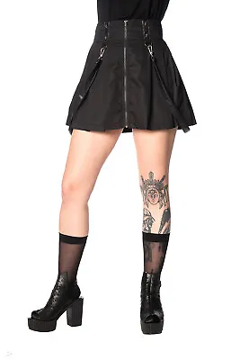 Buy Black Gothic Punk Emo Rockabilly Bondage Straps Mini Skirt BANNED Apparel • 44.99£