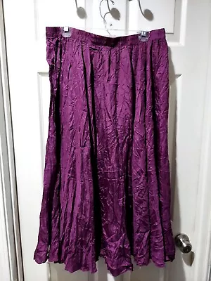 Buy Vintage 100% Silk Skirt Size 1x Pull On Elastic Waist Flowy Purple • 16.06£