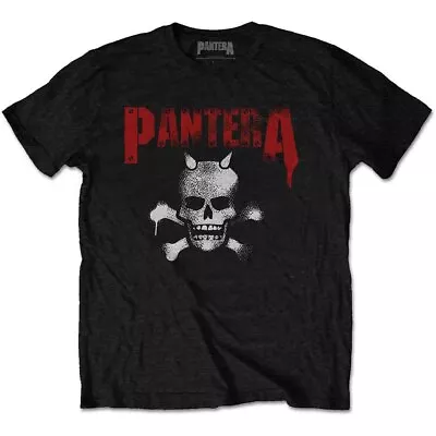 Buy Pantera 'Horned Skull Stencil' Black T Shirt - NEW • 15.49£