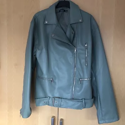 Buy Boohoo Leather Style Jacket Sage Green Ladies 12 • 15£