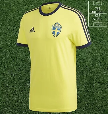 Buy Adidas Sweden Training T-Shirt Mens - 3 Stripes Football Tee Yellow - Small • 19.99£