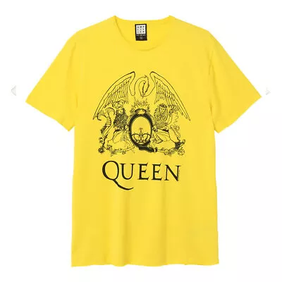 Buy Amplified Mens Line Art Crest Queen T-Shirt GD220 • 31.59£