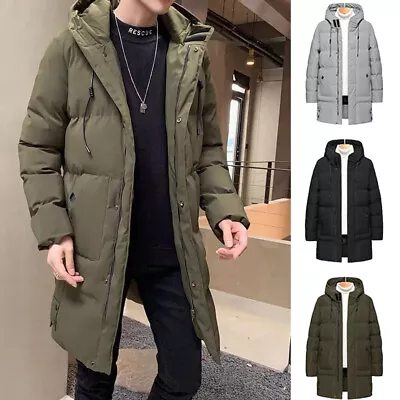 Buy Mens High Quality Hooded Padded Long Puffer Coat Winter Warm Longline Jacket UK • 28.99£