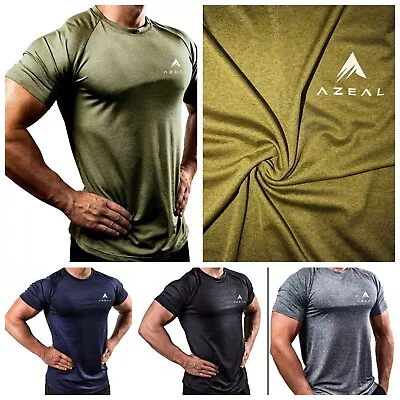 Buy Mens T-Shirt Short Sleeve Gym Top Quick  Dry Running Sports Fitness Shirt • 11.99£