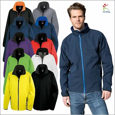 Buy Result Core Printable Men Softshell Jackets Outdoor Waterproof Full Zip Jacket   • 18.47£