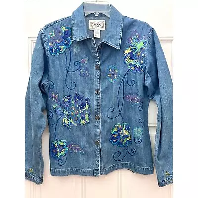 Buy Tantrums Embroidered Beaded Denim Jacket Cotton Women’s Med Excellent Condition  • 17.05£