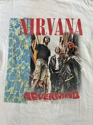Buy Nirvana Nevermind Men's 90s Music Band T Shirt Size Small Cotton Tee White • 3.93£