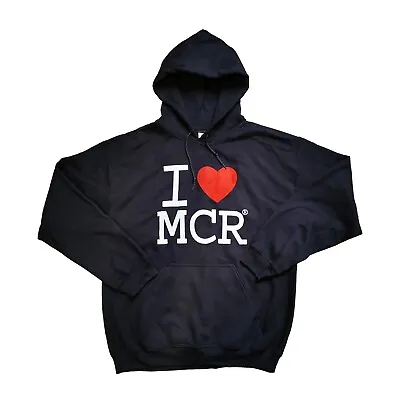 Buy I Love Manchester Hoodie -Proud Of MCR Unisex Men Women Black Hoodie Red Heart • 22.99£