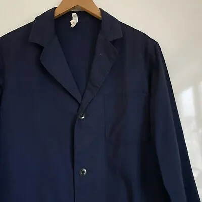 Buy VINTAGE French EU Worker CHORE Utility Work Shirt Jacket LONG Blue M • 25£
