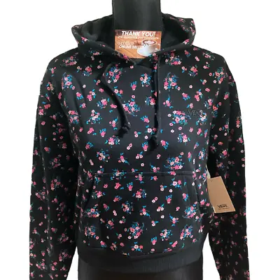 Buy Vans Beauty Floral Pullover Hoodie Black Pink Blue Women's Size XS NWT • 37.79£