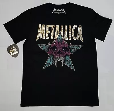 Buy Metallica 100% Official T-shirt Gold Logo Skull Star Rock Bands • 16.99£