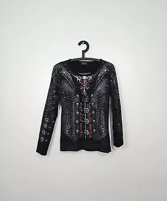 Buy Women's Gothess Wrap Long-sleeve Shirt Black By Spiral • 14.99£