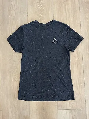 Buy Harry Potter Deathly Hallows Symbol Heather Black Unisex Short Sleeve T Shirt M • 11.27£