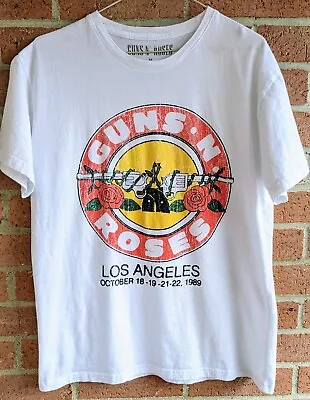 Buy Guns N Roses Band Shirt 1989 LA Tour Logo Short Sleeve Graphic Tee Womens M • 13.87£
