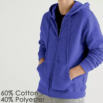 Buy Mens Hooded Sweatshirt Long Sleeved Full Zip Hoodie Zipper Pockets S M L XL XXL • 9.99£