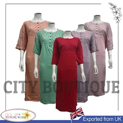 Buy Ladies Maternity Nightdress Cute Flowers Button And Dots Pyjamas Size WMS-6XL • 12.99£