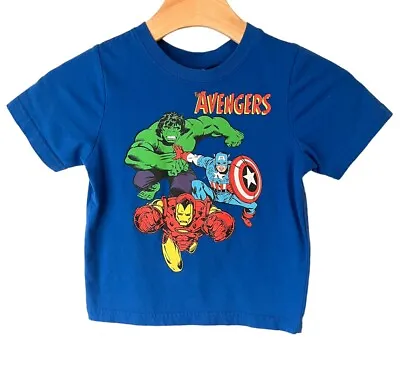 Buy Marvel T-Shirt Boys 4/5 Years Old Short Sleeve Blue Super Heroes Graphic Tee • 10.78£