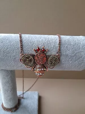 Buy New Bronze Metal Necklace With Steampunk Style Bug Pendant. Costume Jewellery  • 5£