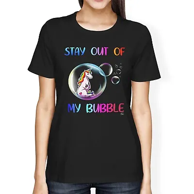 Buy 1Tee Womens Loose Fit Stay Out Of My Bubble Unicorn T-Shirt • 7.99£