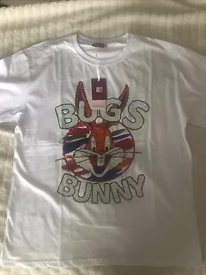 Buy Bugs Bunny Woman White T Shirt Size M New Cotton • 10£
