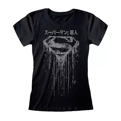 Buy Official Superman T-Shirt Japanese Distressed Man Of Steel Lds Skinny M XL • 7.99£