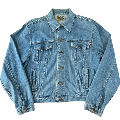 Buy Premier Jeans Mens Blue Denim Jacket Classic Trucker Size Medium Fade • 10.16£