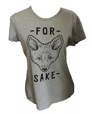 Buy Women's Boutique Grey Gray For Fox Sake Short Sleeve Tee Shirt Top Size L XL NEW • 8.10£