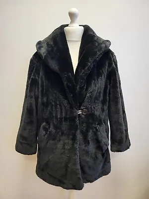 Buy Uu393 Womens George Black Button Front Faux Fur Collared Jacket Uk S Eu 36 • 24.99£