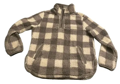 Buy Cozy Sherpa Women's Gray Faux Fleece Pullover 1/4 Zip Jacket Coat Medium • 14.21£