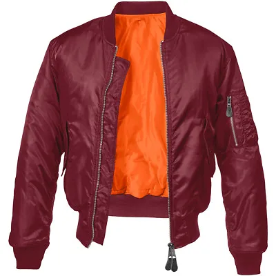 Buy Brandit MA1 Jacket Tactical Mens Bomber Flight Police Nylon Flyer Coat Burgundy • 57.95£