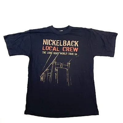Buy Nickelback The Long Road World Tour 2004 Local Crew Black T-shirt Size XL • 62.55£