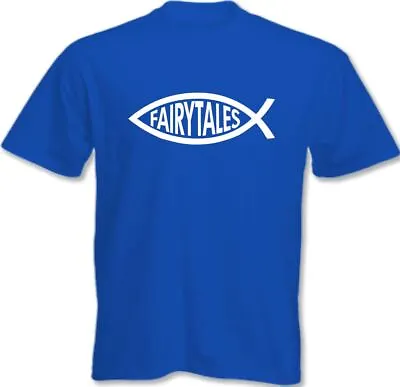 Buy Atheist T-Shirt Atheism Darwin Fish Fairytales Mens Funny  • 8.98£