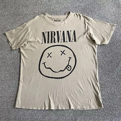 Buy Nirvana T Shirt Womens 16 Oversized Cream Licensed New Look Grunge Rock Music • 14.90£