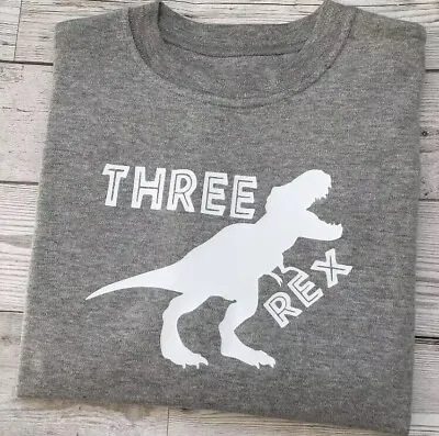 Buy Third Birthday Tshirt Three Rex 3rd Birthday Boys Top Dinosaur Theme • 8.50£