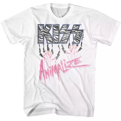 Buy Kiss Animalize Zebra Striped Logo Claws Men's T Shirt Metal Music Band Merch • 40.90£