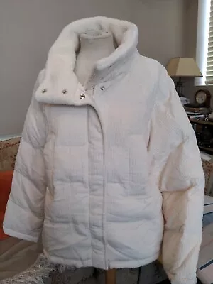 Buy Urban Revivo Gorgeous Sherpa Trim Padded Ivory Corduroy Jacket Size L  • 46£