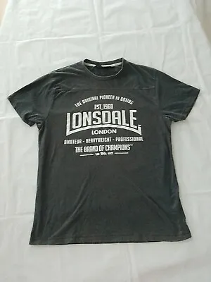 Buy Mens T-shirt Lonsdale Size M Short Sleeve Crew Neck Front Print Grey 21600 • 13£