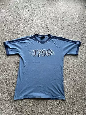 Buy Guinness T-shirt. Size Med.  1759 Logo. Mid Blue. P2p 21”  Striped Shoulders  • 3.74£