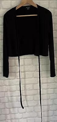 Buy Hardly Used- Newlook Black Long Sleeve Wrap Top- Black Size UK 10 EU 38 • 9.99£