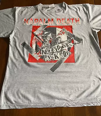 Buy Napalm Death  Nazi Punks Fuck Off  Vintage T-shirt XL - 1993 • 79£