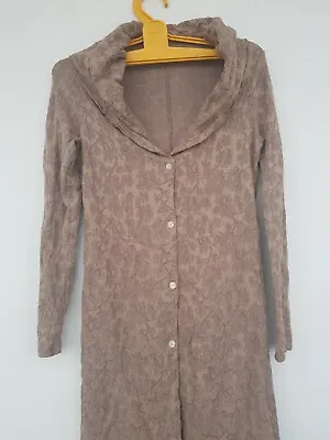 Buy TRANSIT PAR SUCH Beige Knit Embroidered Long Cardigan Midi Dress M 2 Long Blazer • 28.42£