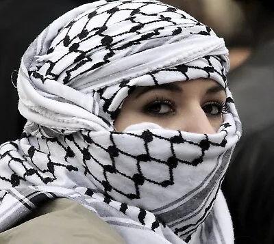 Buy Black And White Palestinian Shemagh Scarf Desert Arab Tactical Army Keffiyeh • 9.99£