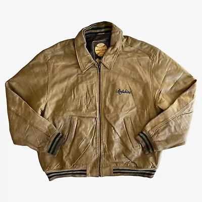 Buy Vintage 90s Redskins Beige Leather Varsity Jacket Y2K Baseball Letterman America • 106.50£