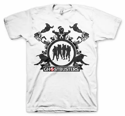 Buy Official Ghostbusters Slimer, Stay-puft Marshmallow Man Print White T-shirt • 16.99£
