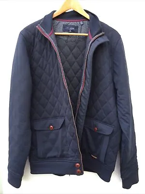 Buy Mens Ted Baker Zip Front Diamond Quilt Jacket Navy Size 6 • 26.99£