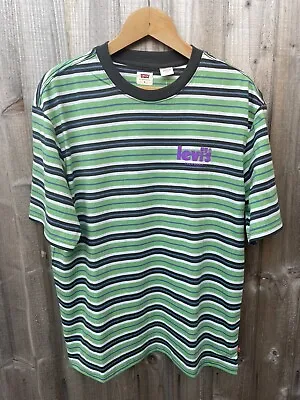 Buy Levi’s Striped Oversized Logo T Shirt Tee Size Small Brand New With Tags Green • 22£
