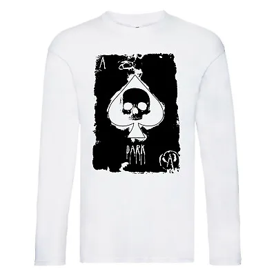 Buy Ace Of Spades WHITE Long Sleeve T-Shirt Rock Punk Metal Biker Gothic Poker Cards • 13.98£