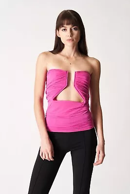 Buy Rick Owens Woven Prong Top Hot Pink Wired Ruched 42 NWOT $760 • 320.24£