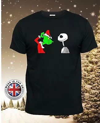 Buy Grinch Vs Jack Skellington Black Christmas T Shirt, Unisex, Childrens+ladies Fit • 18.99£