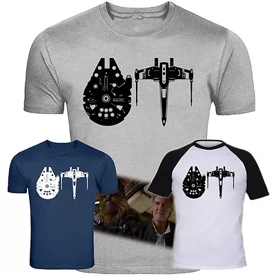 Buy Star Wars Inspired Millennium Falcon And X-Wing Design Screen-Printed T-Shirt • 15.99£
